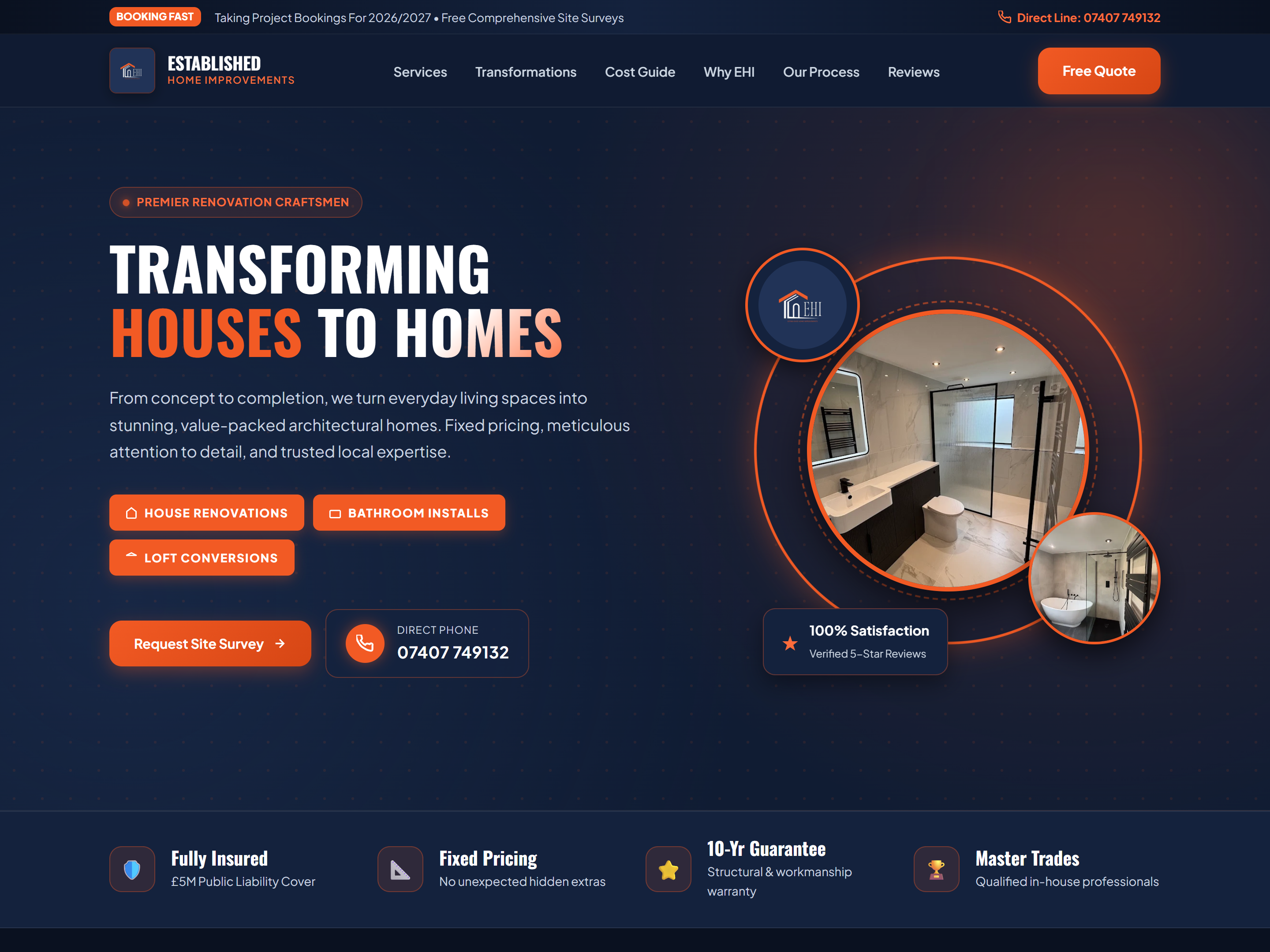 Established Home Improvements website screenshot