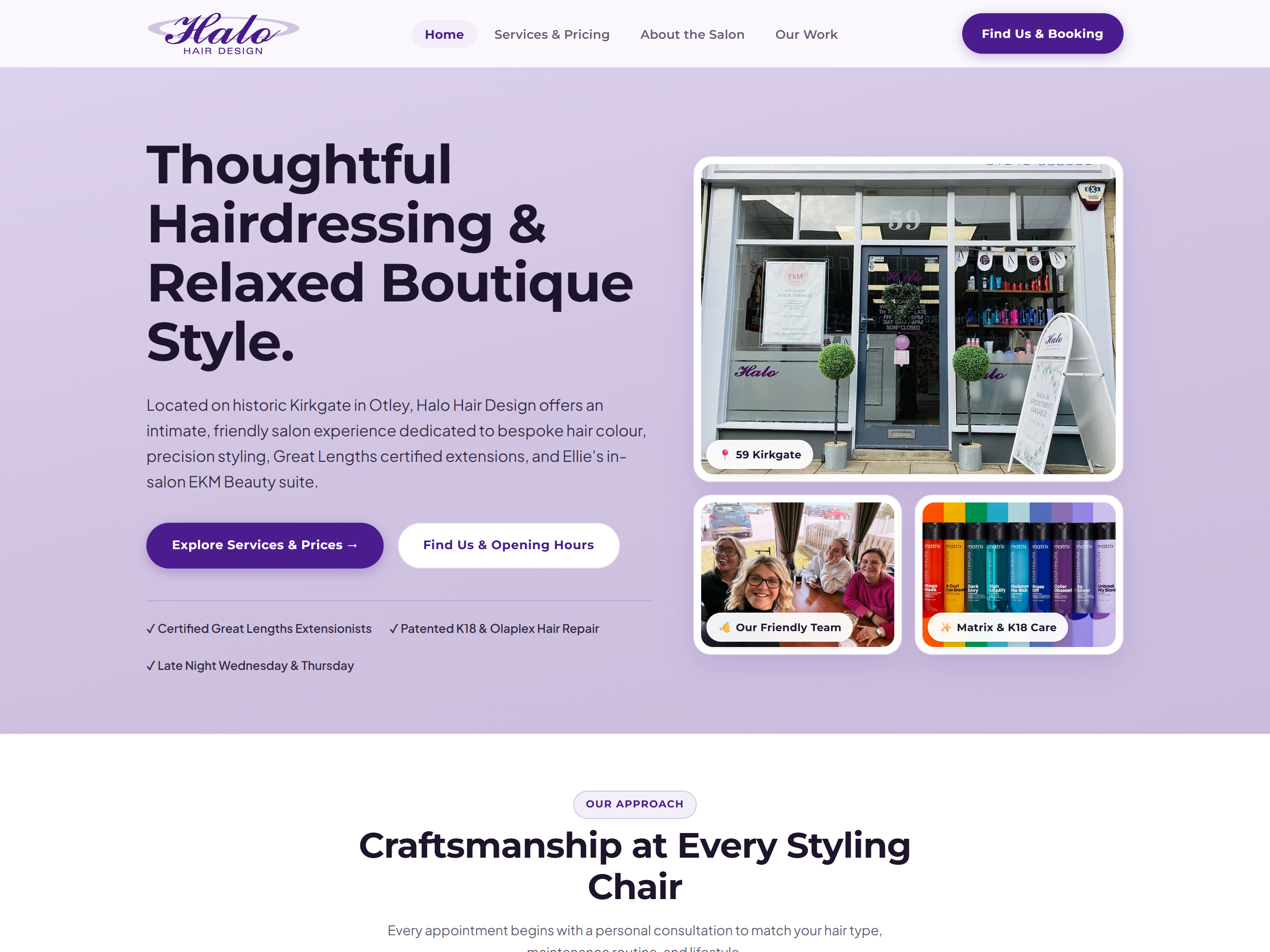 Halo Hair Design website screenshot